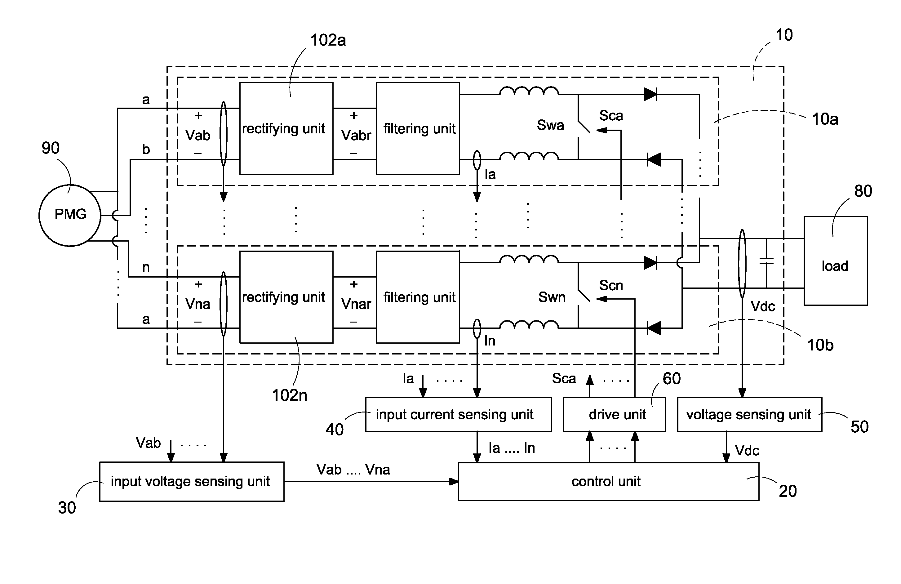 Parallel-connected power conversion system of multi-phase generator and method of operating the same
