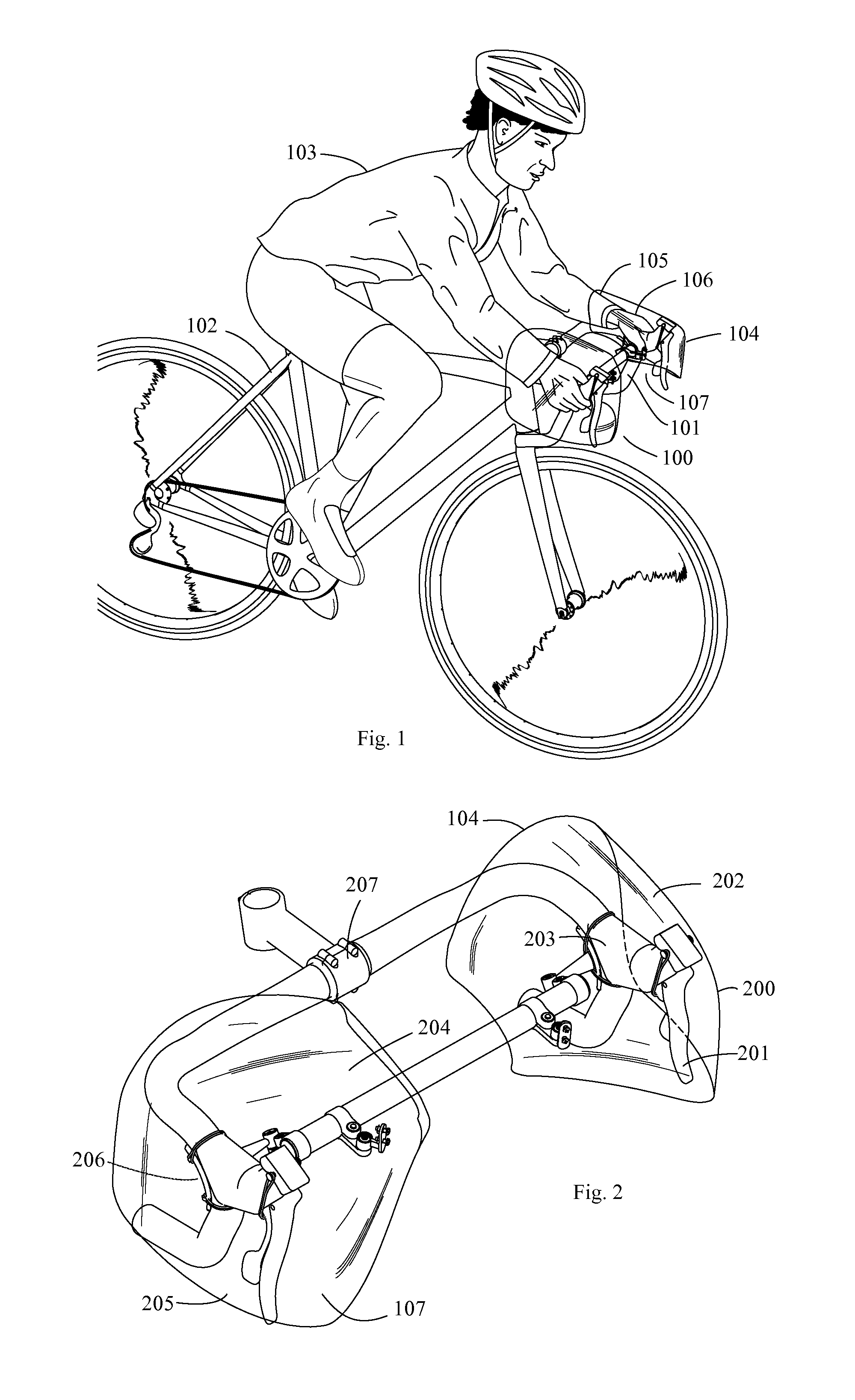 Shield for road bicycle handlebars