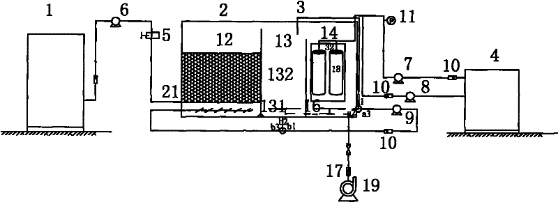 Biological filter-ceramic membrane biological reactor device and water purifying application method thereof