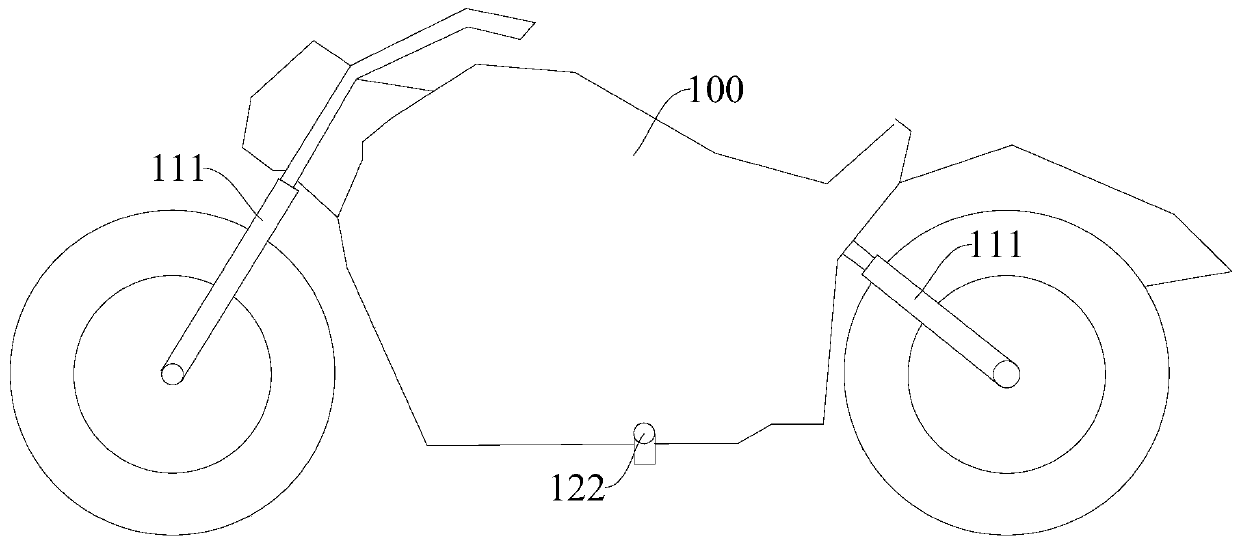 Motorcycle and pneumoelectric linkage parking system thereof