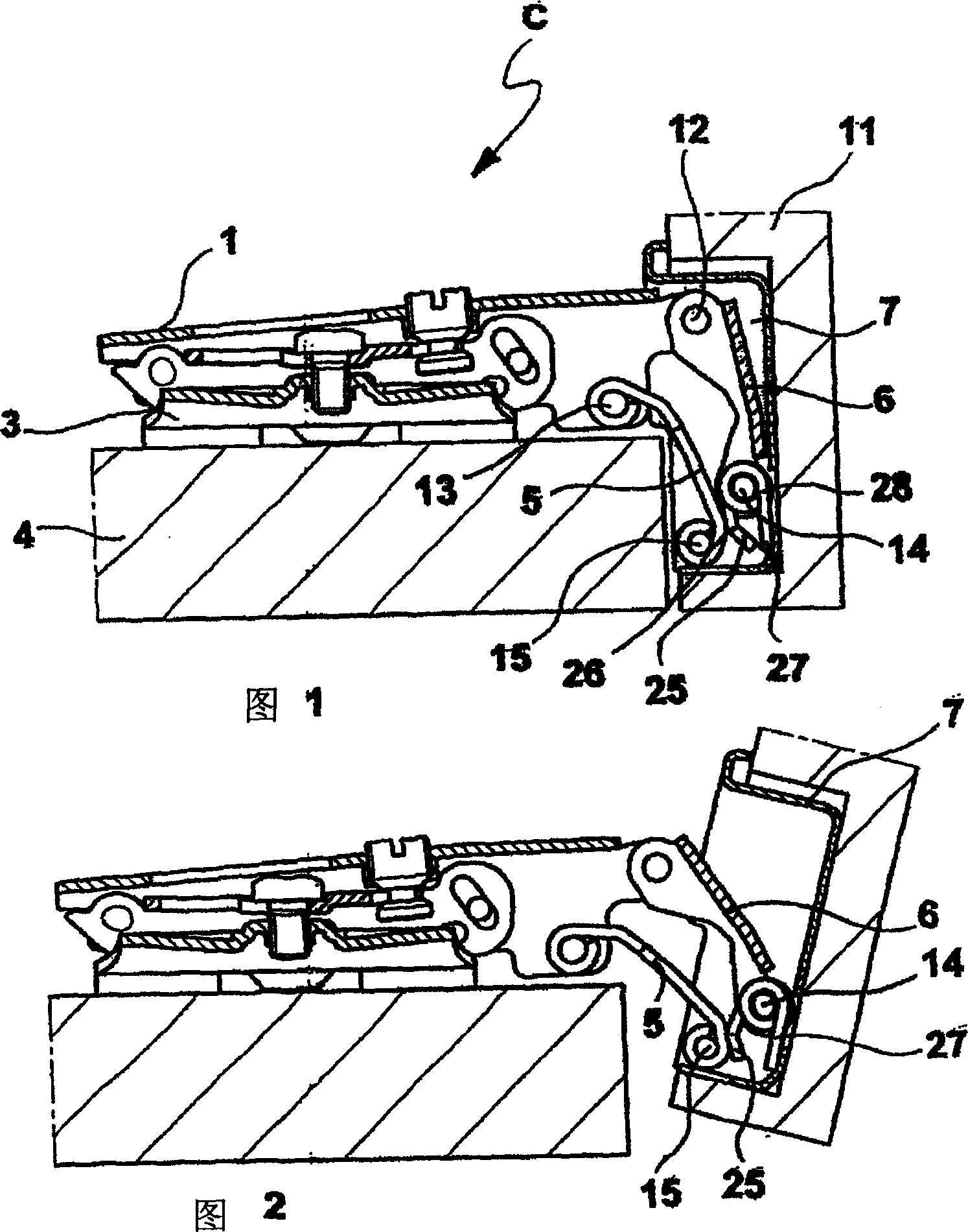 Furniture hinge with spring