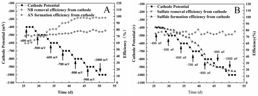 Method for strengthening anaerobic reduction of nitrobenzene by electrochemically regulating sulfur circulation