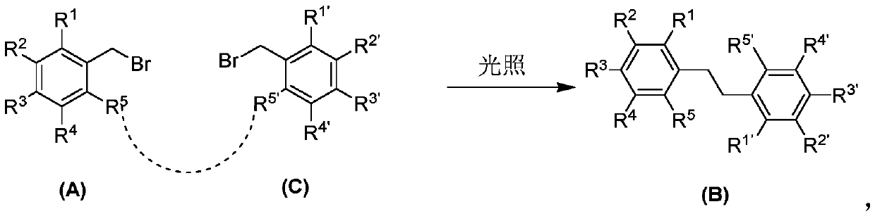 Photo-catalytic preparation method of bibenzyl compounds