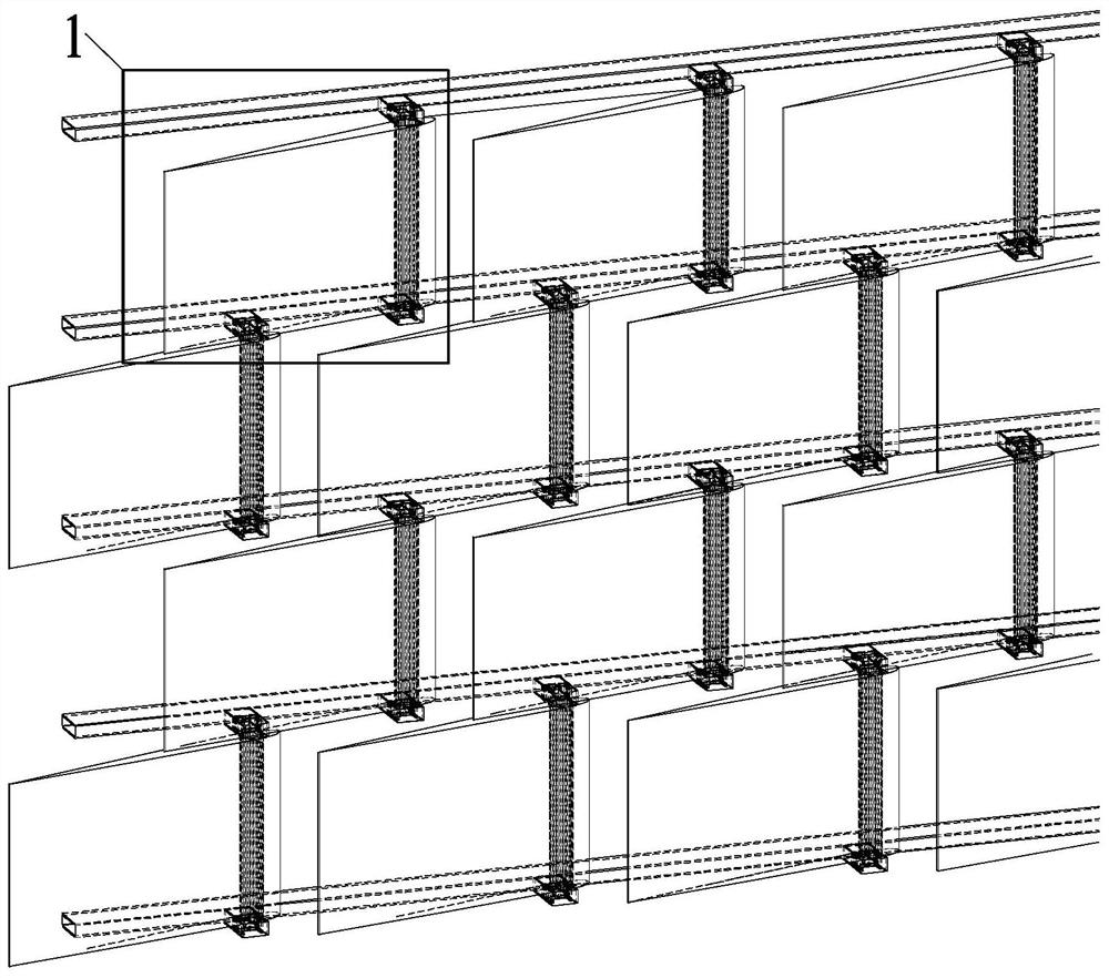 Combined aluminum plate curtain wall system capable of rotating at multiple angles