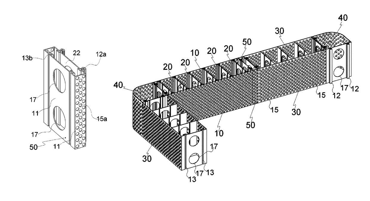 Modular, multiperforated permanent formwork construction system for reinforced concrete
