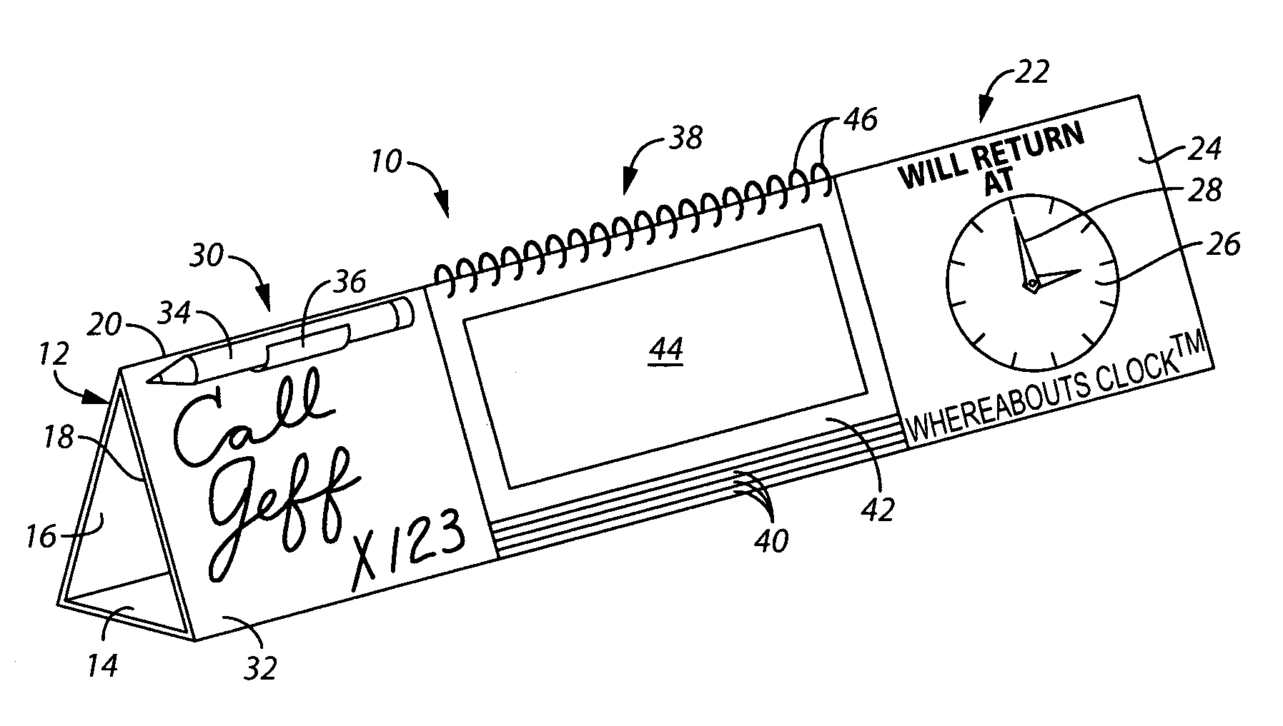 Display apparatus for visually communicating information pertaining to a worker's whereabouts