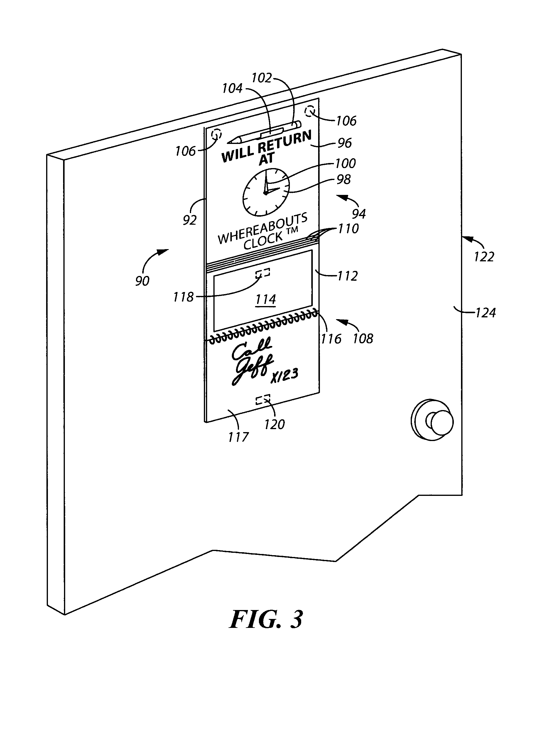 Display apparatus for visually communicating information pertaining to a worker's whereabouts