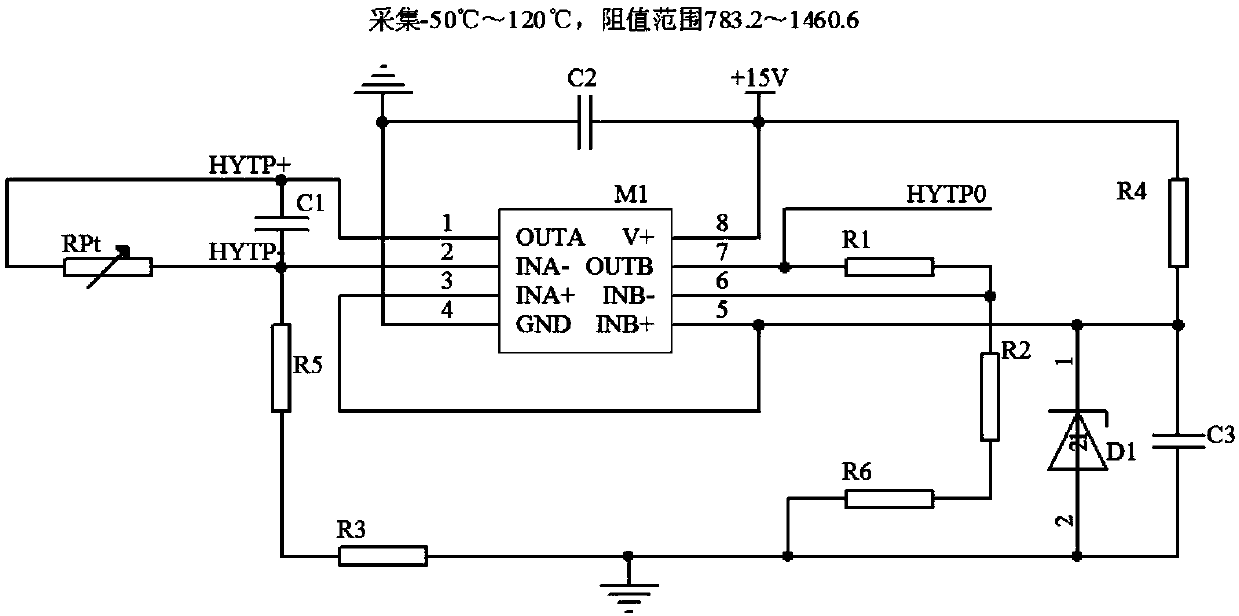 Platinum resistor signal acquisition and debugging circuit based on double constant current sources