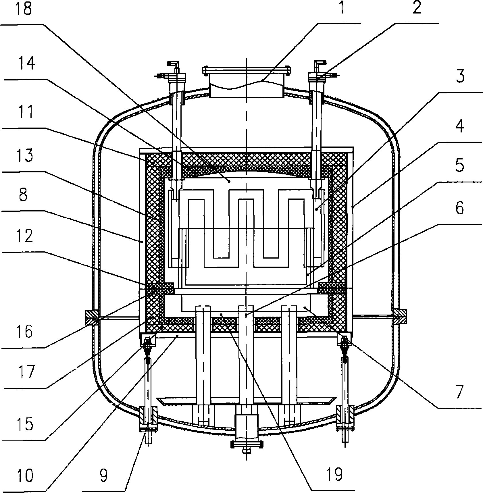 Crystalline silicon ingot furnace thermal field structure with two-stage thermal insulation cage