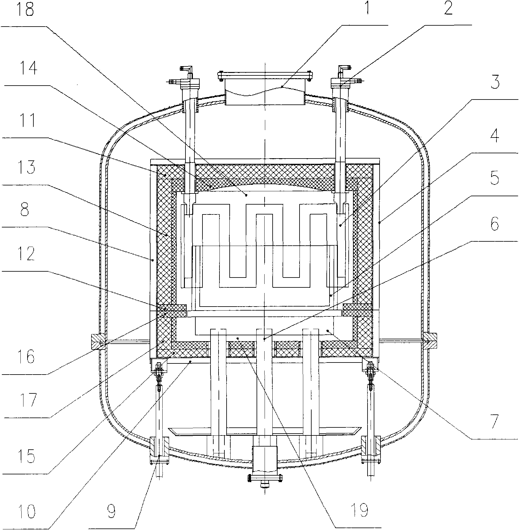 Crystalline silicon ingot furnace thermal field structure with two-stage thermal insulation cage