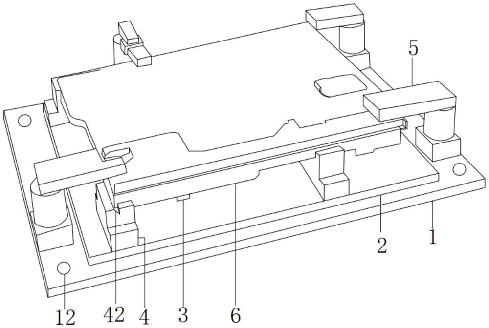 Adsorption type flat pressing installation device for complex frame