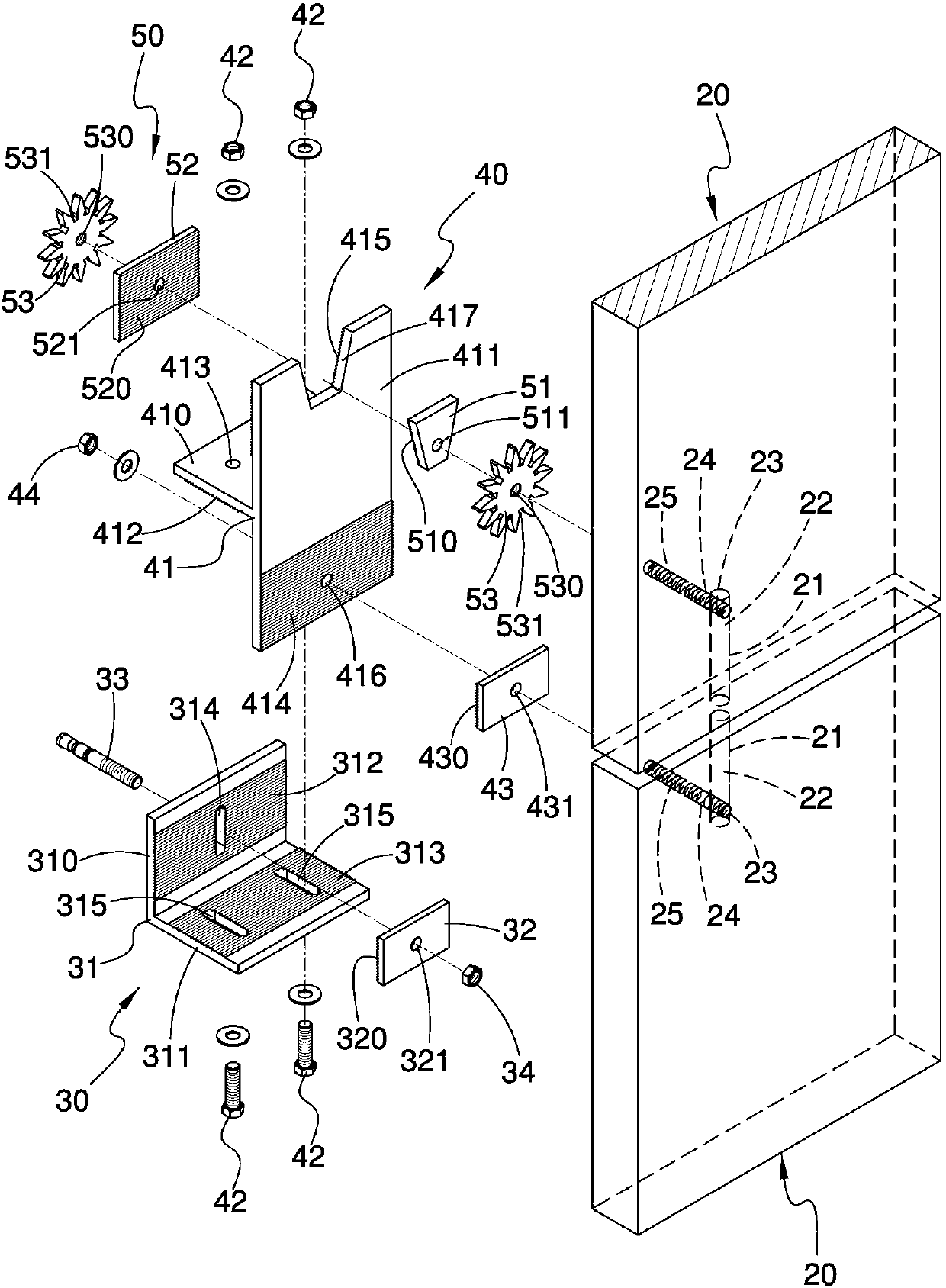 Building exterior wall board fixing structure