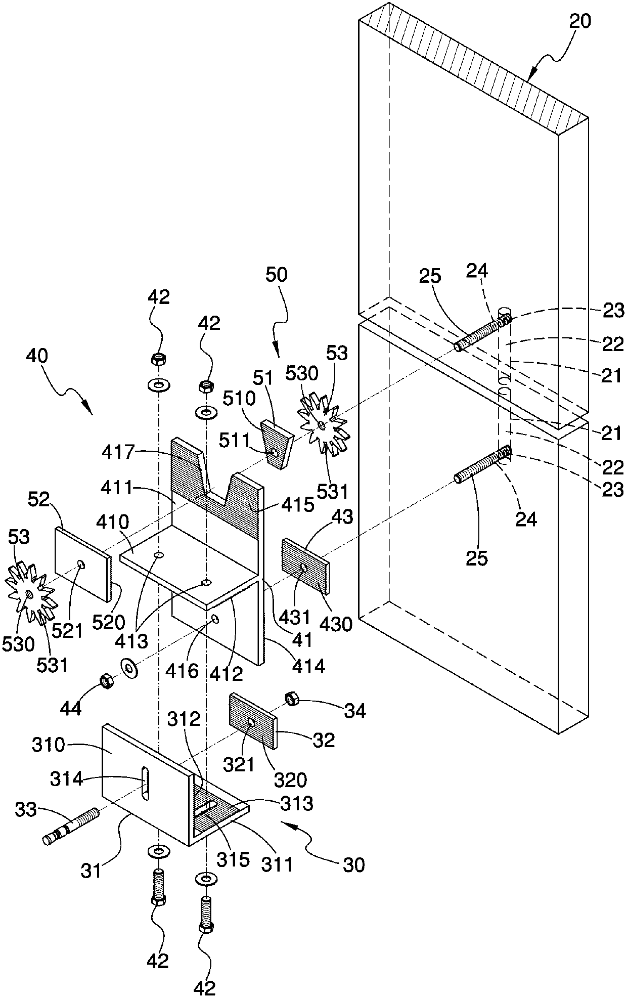 Building exterior wall board fixing structure