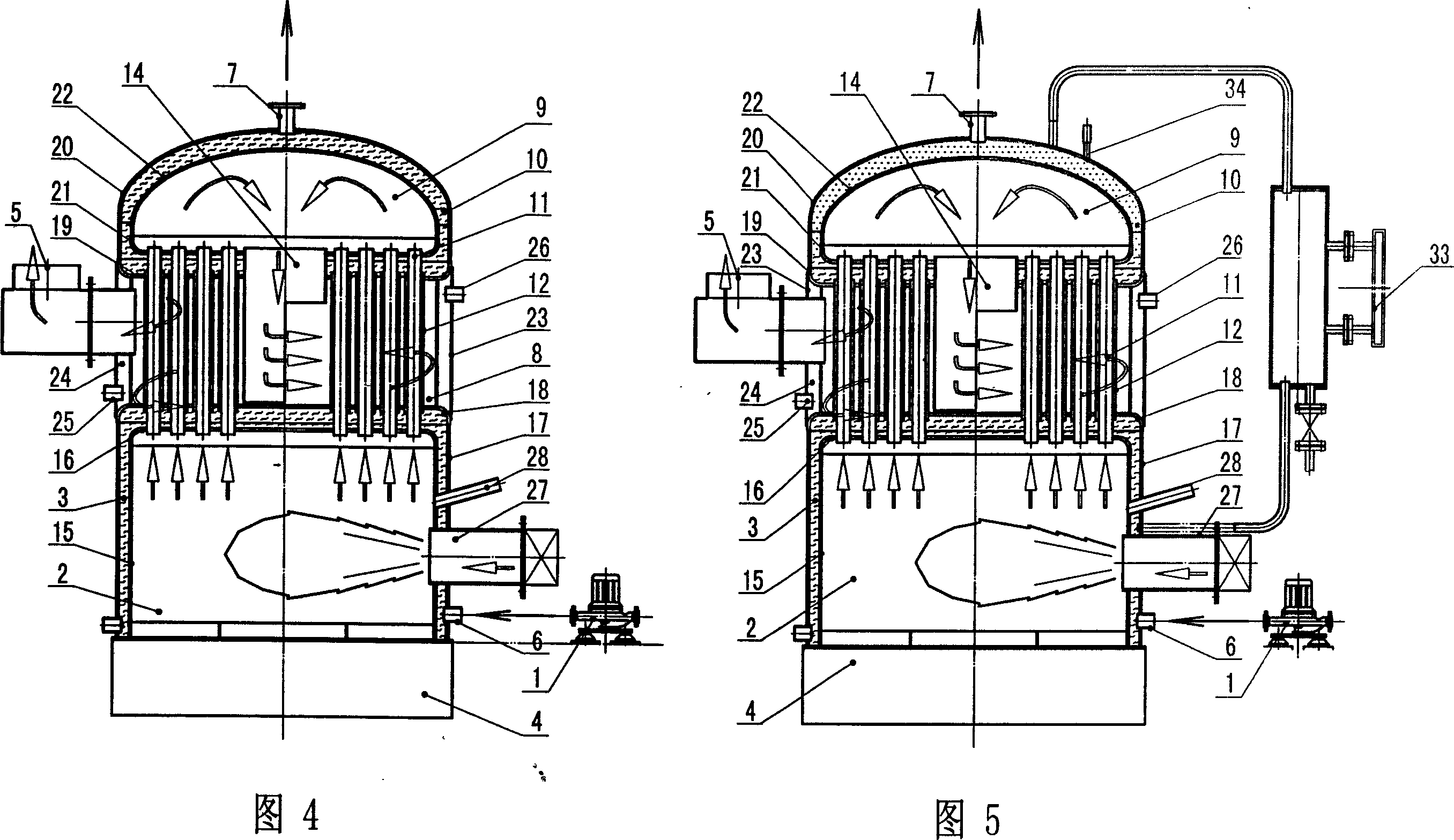 Casing tube boiler