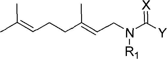 Anti-beta-farnesene analog containing guanidine or nitro-ethylene as well as preparation method and applications thereof