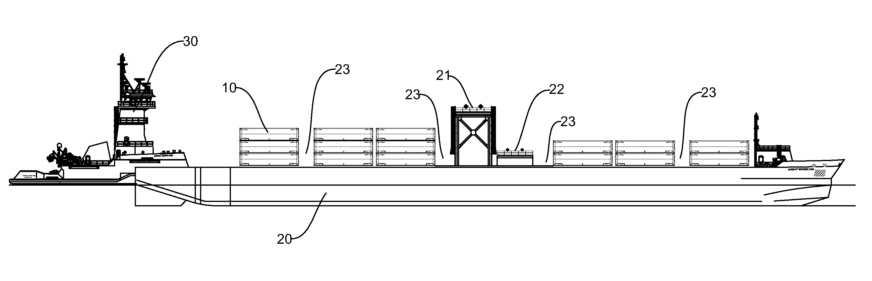 System and method for containerized transport of liquids by marine vessel