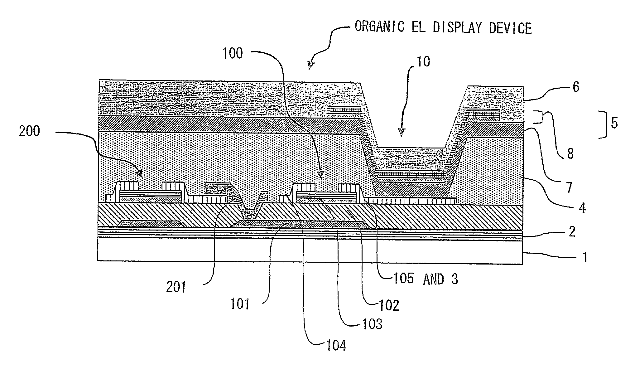 Organic electroluminescent display device and patterning method
