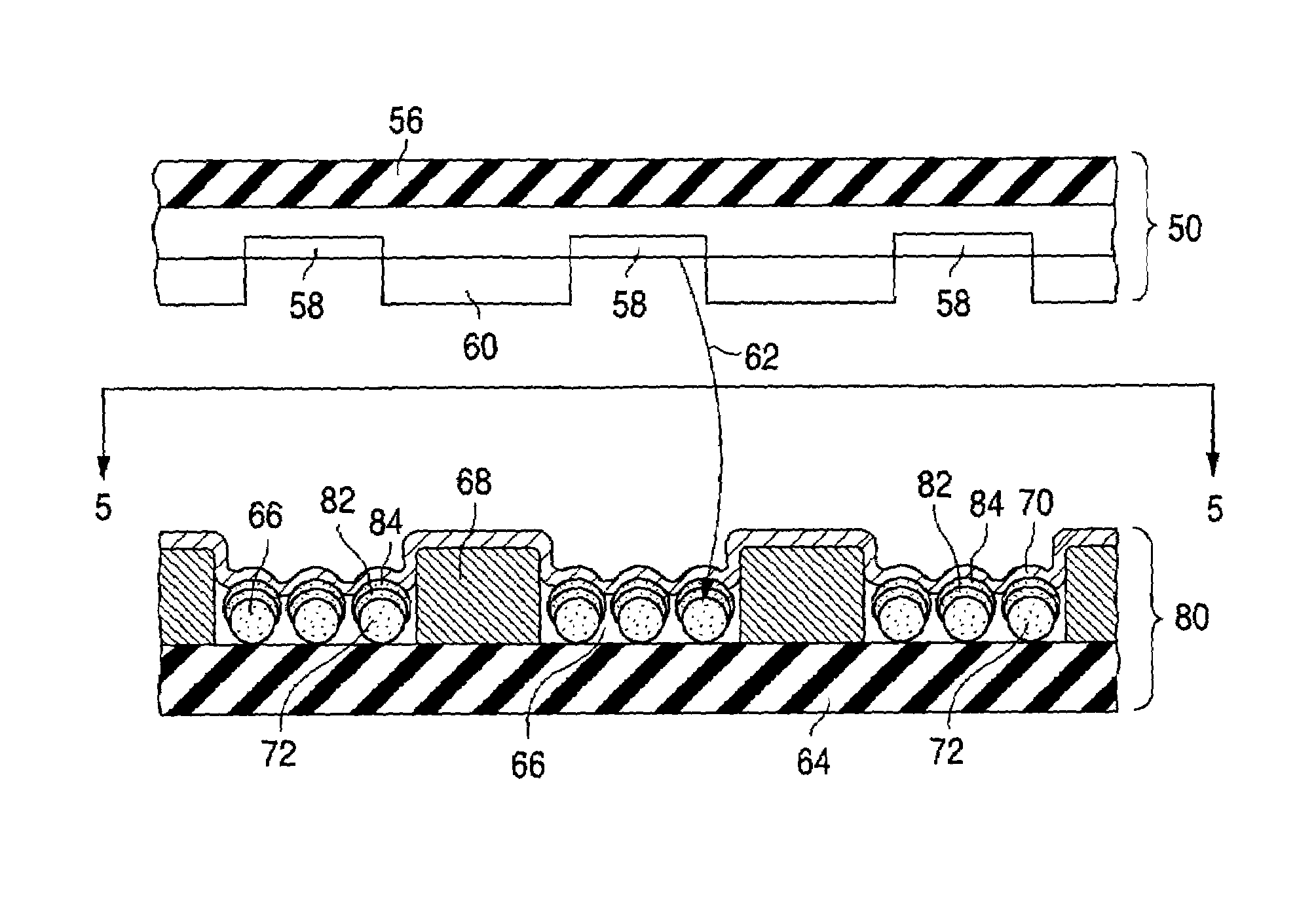 Light-emitting device having light-emissive particles partially coated with intensity-enhancement material