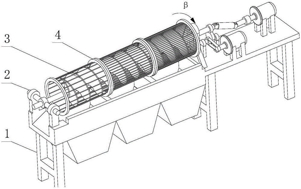 A vibrating drum screening machine