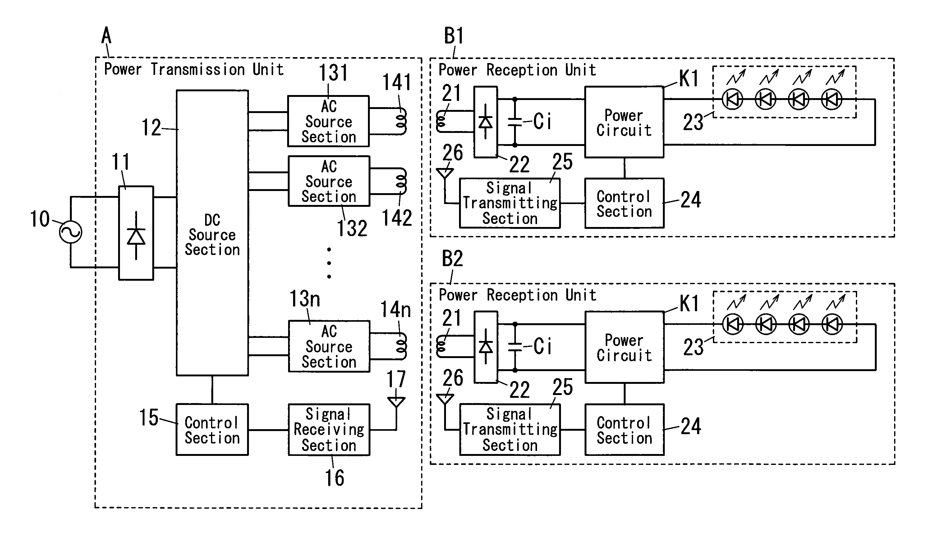 Wireless power supply system for lighting and lighting apparatus