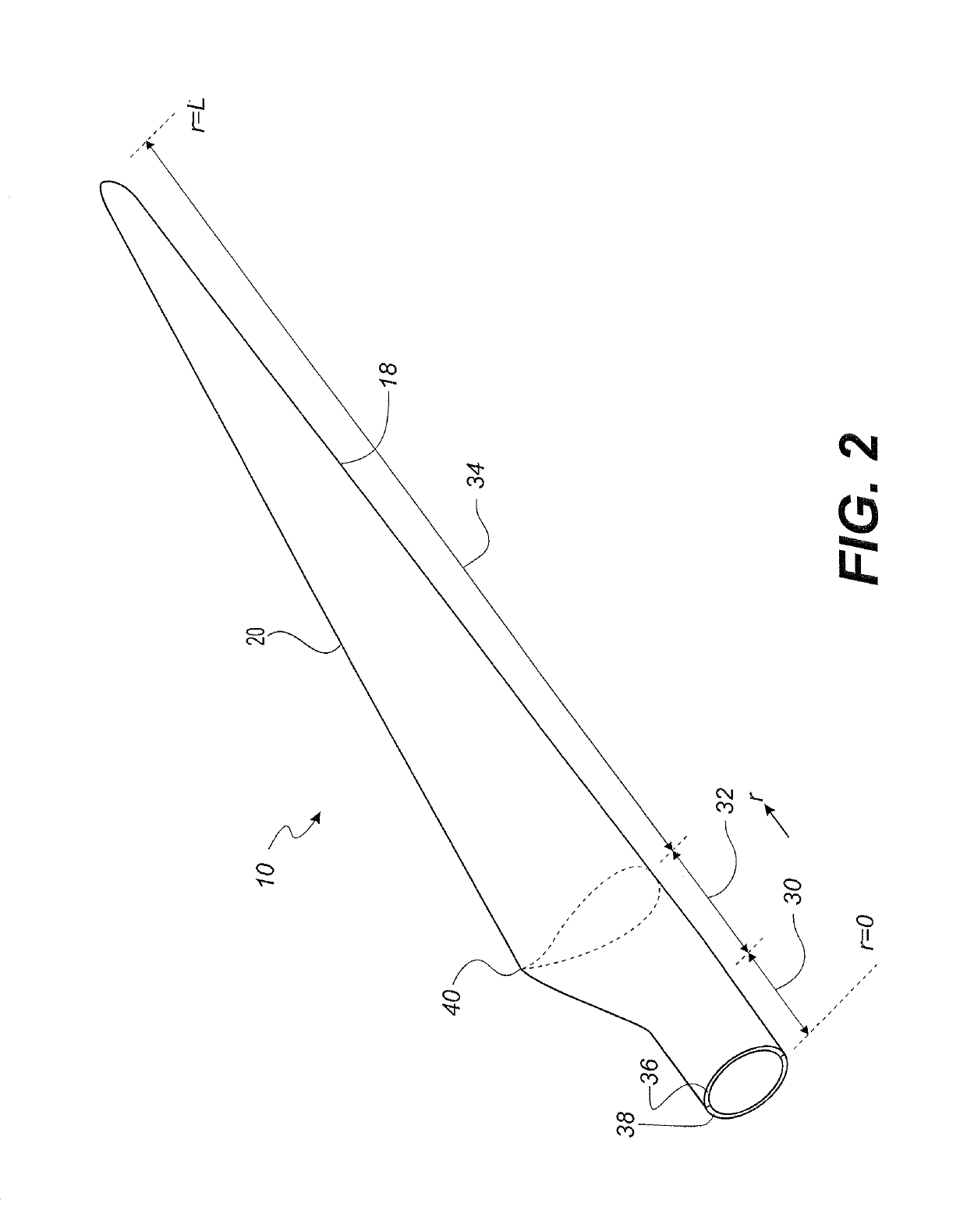 Wind turbine blade with improved fibre transition