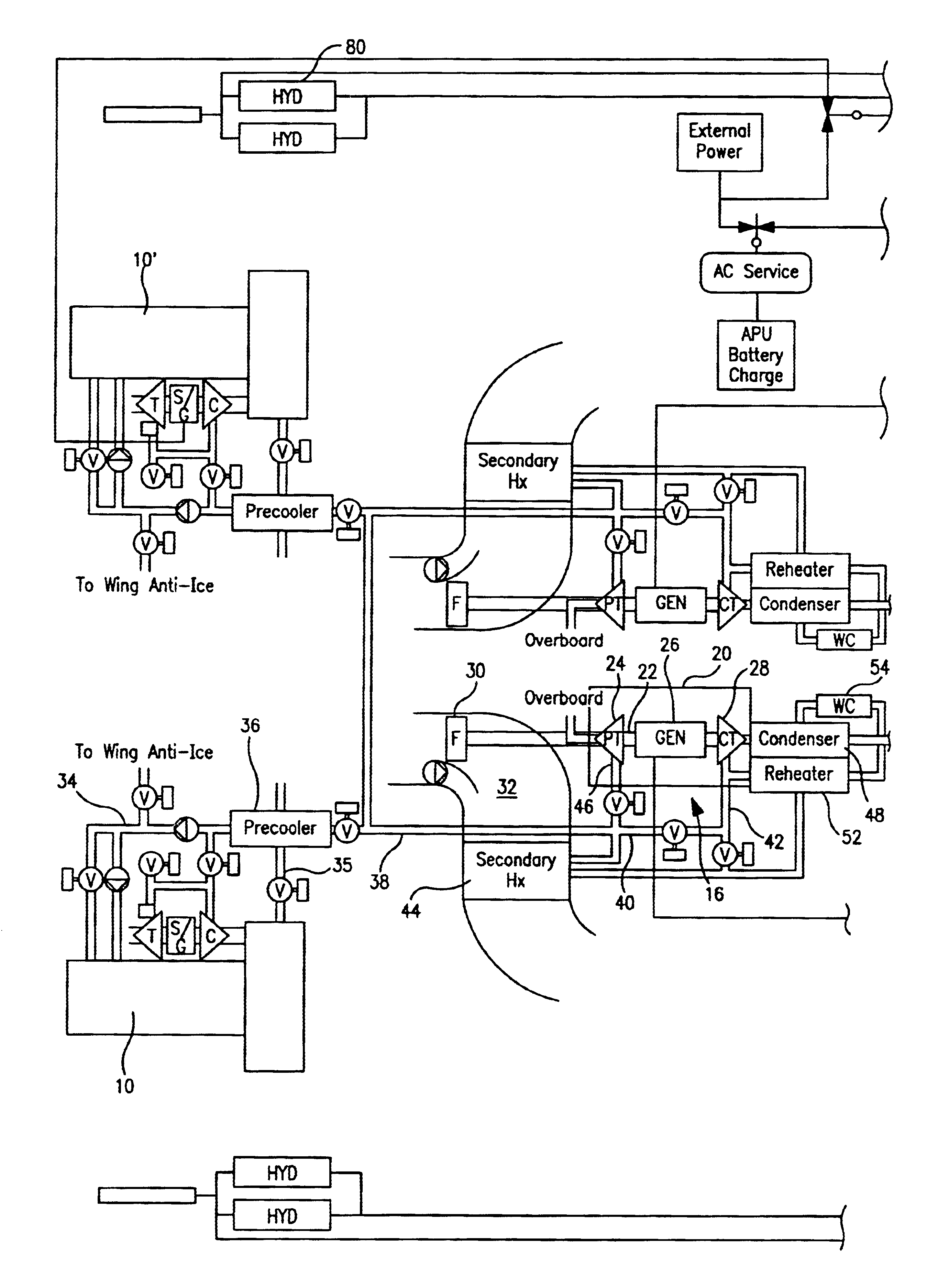 Electric power and cooling system for an aircraft