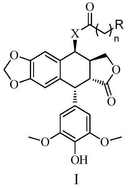 Podophyllotoxin derivative, and preparation method, medicine composition and application thereof