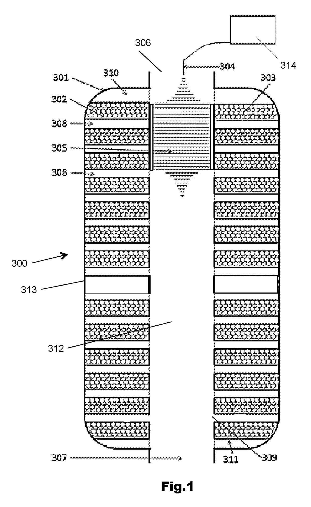 Layered thermal store with selectively alterable gas flow path