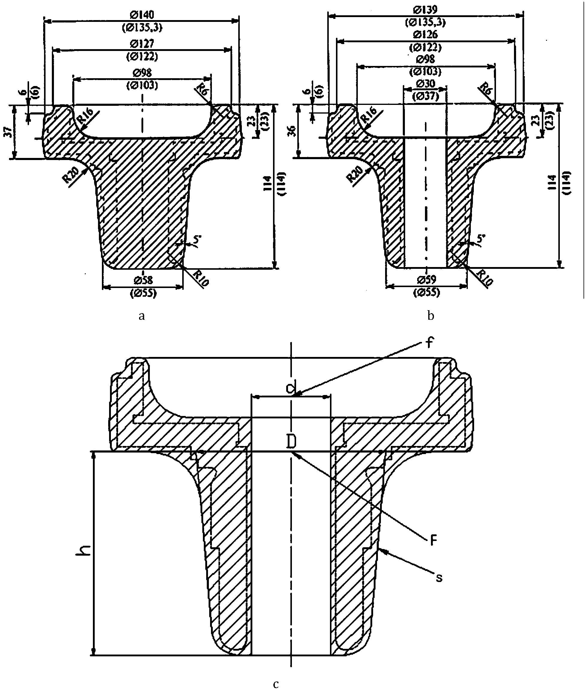 Method for forging high cone stepped forging piece with axial hole