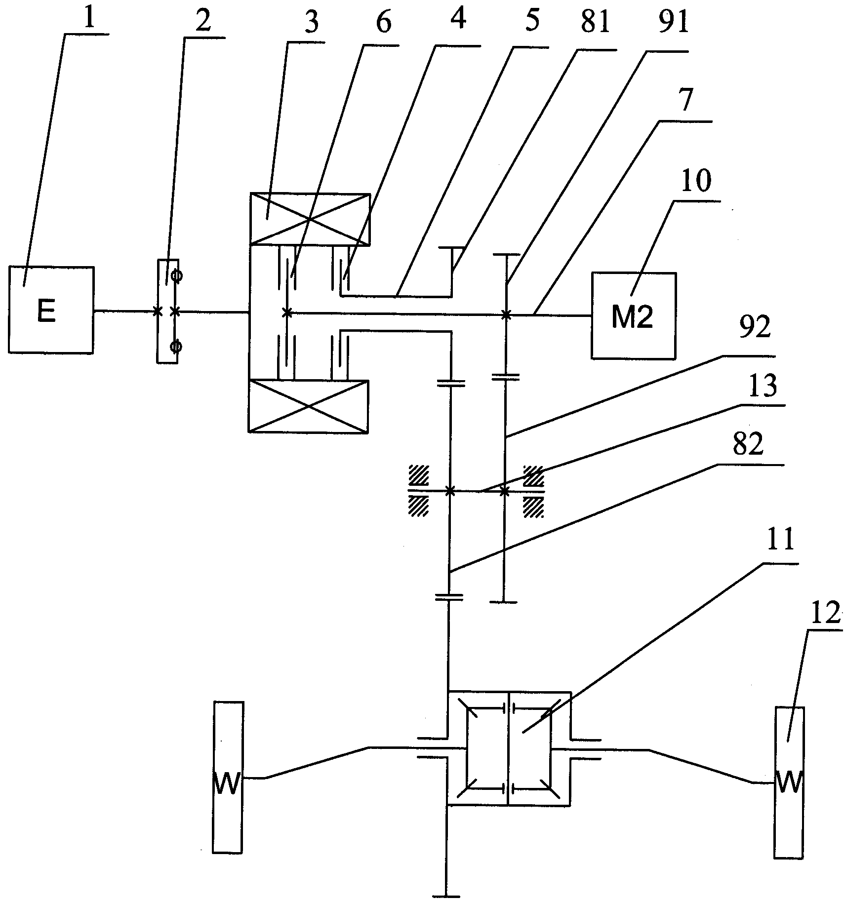 Hybrid power driven system and vehicle comprising same