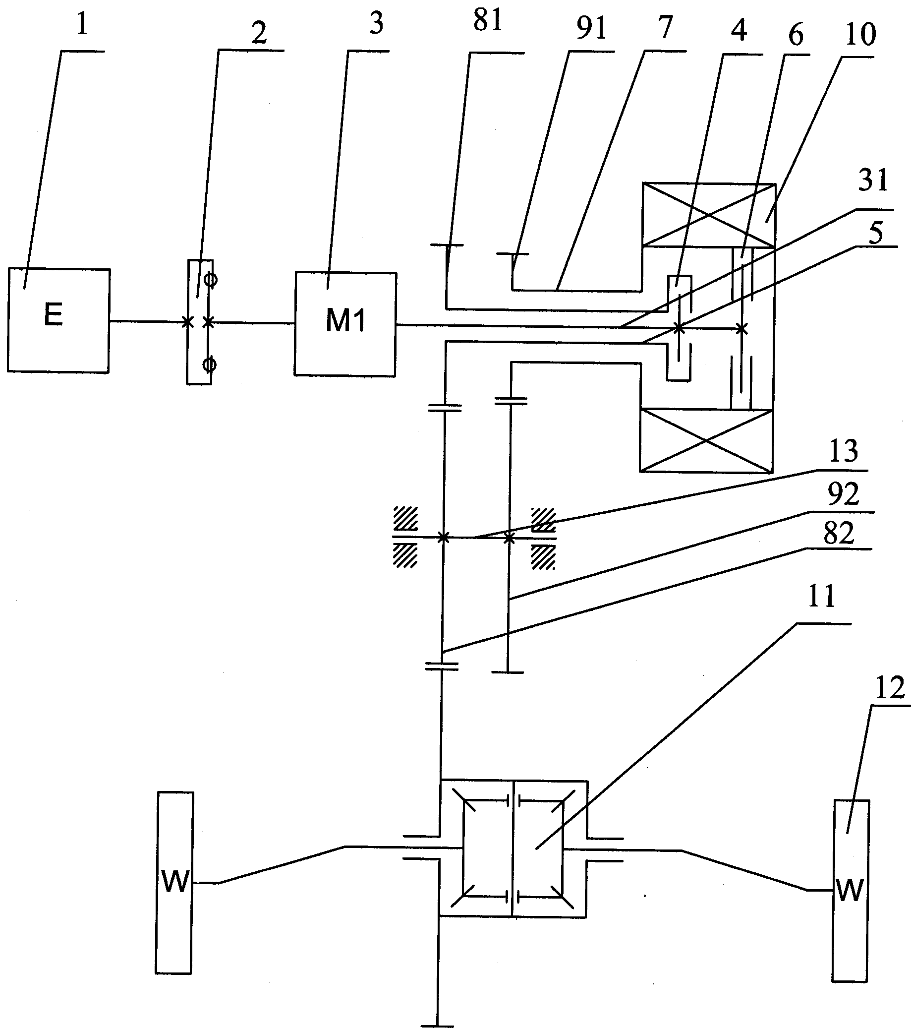 Hybrid power driven system and vehicle comprising same