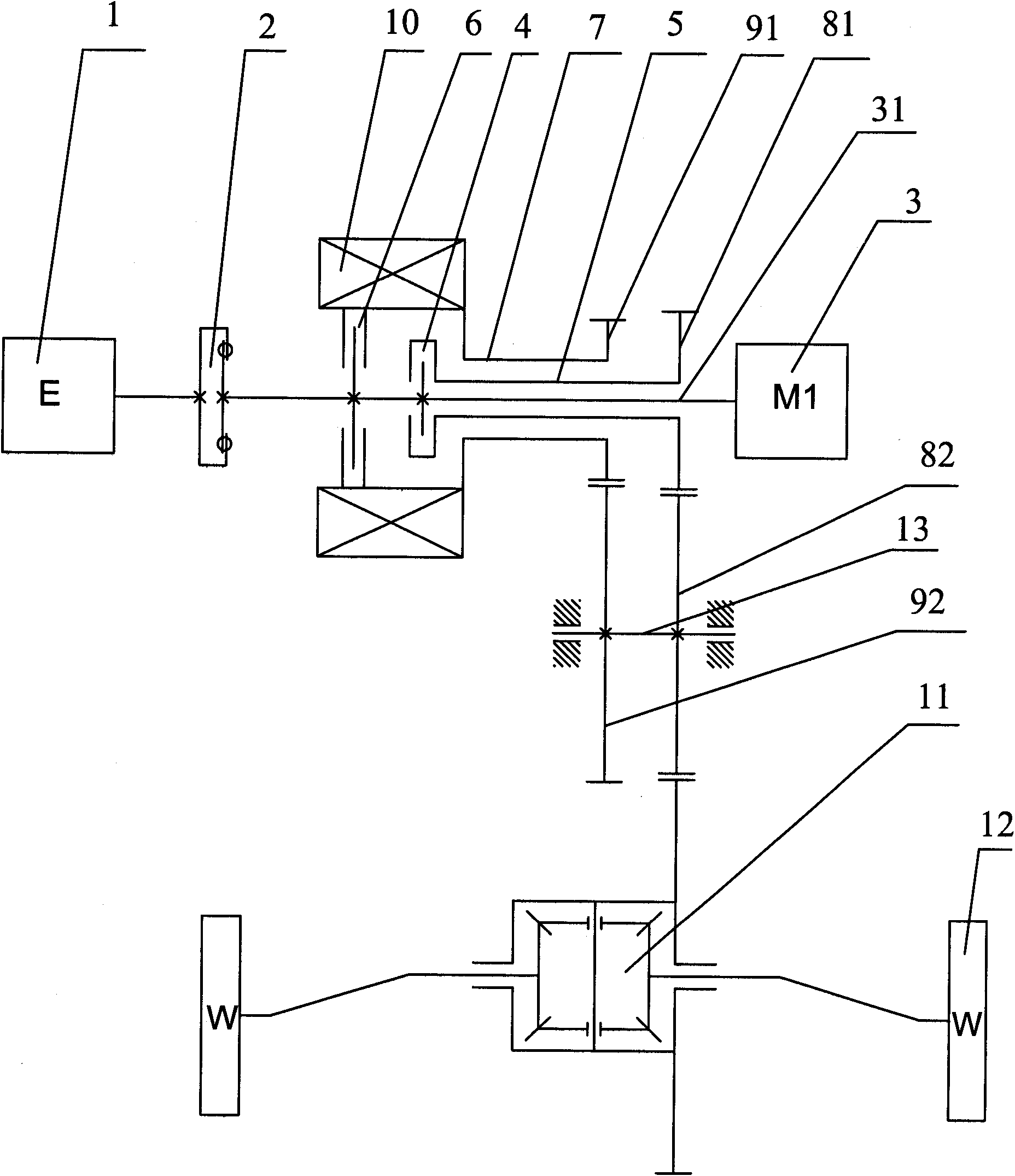 Hybrid power driven system and vehicle comprising same