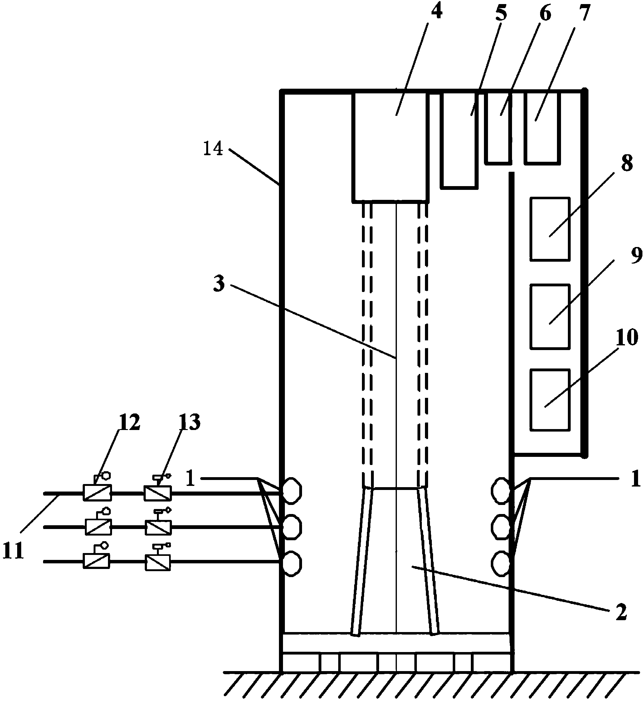 Multi-gas mixed combustion boiler and combustion method