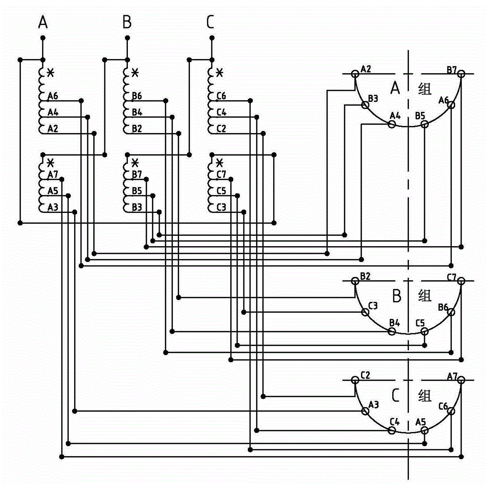 Phase-shifting winding type voltage-regulating rectifier transformer and voltage regulating method thereof