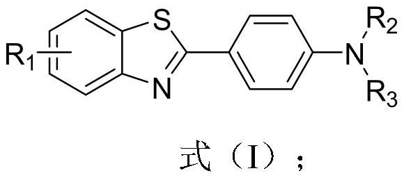 4-(benzothiazole-2-yl)-N-substituted aniline compound and preparation method and application thereof