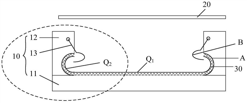 A curved cover plate fixing device and a curved display screen bonding system