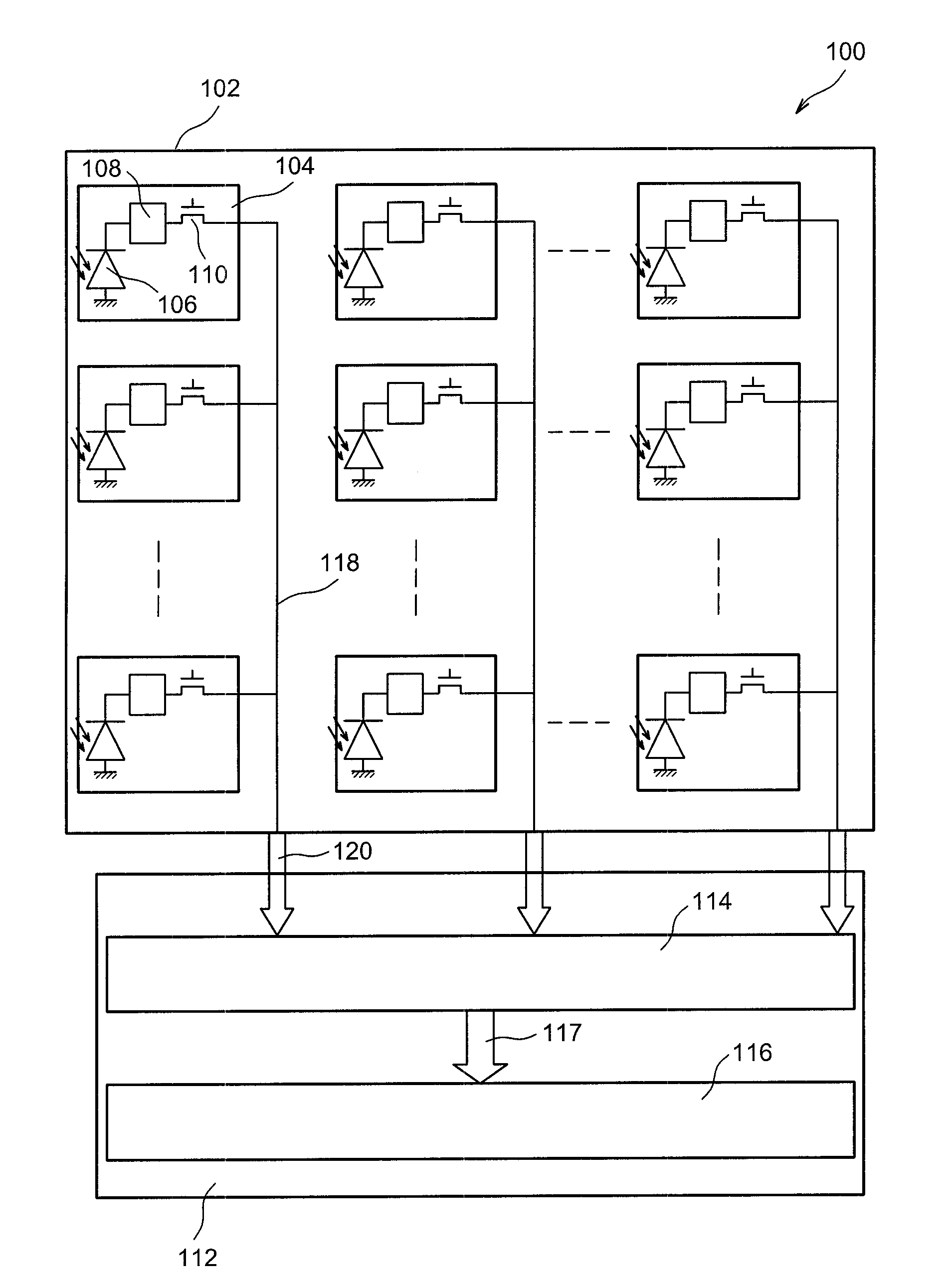 CMOS imaging device with three-dimensional architecture