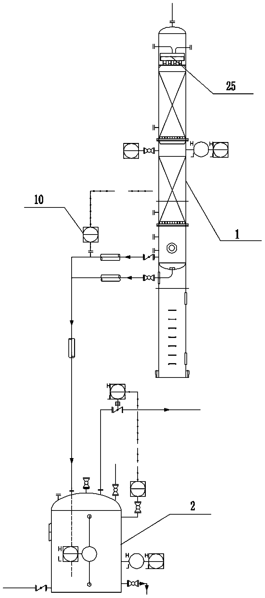 System and technology for producing sodium hypochlorite by tower-type continuous method