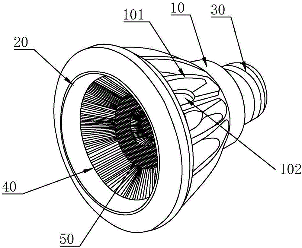 Combined-type lamp based on fisheye light distribution structure