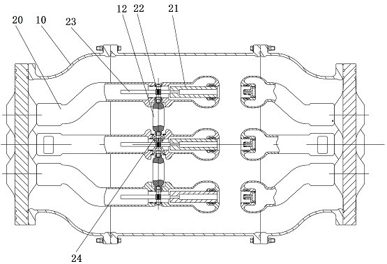 Three-phase common box isolating switch and high-voltage switchgear