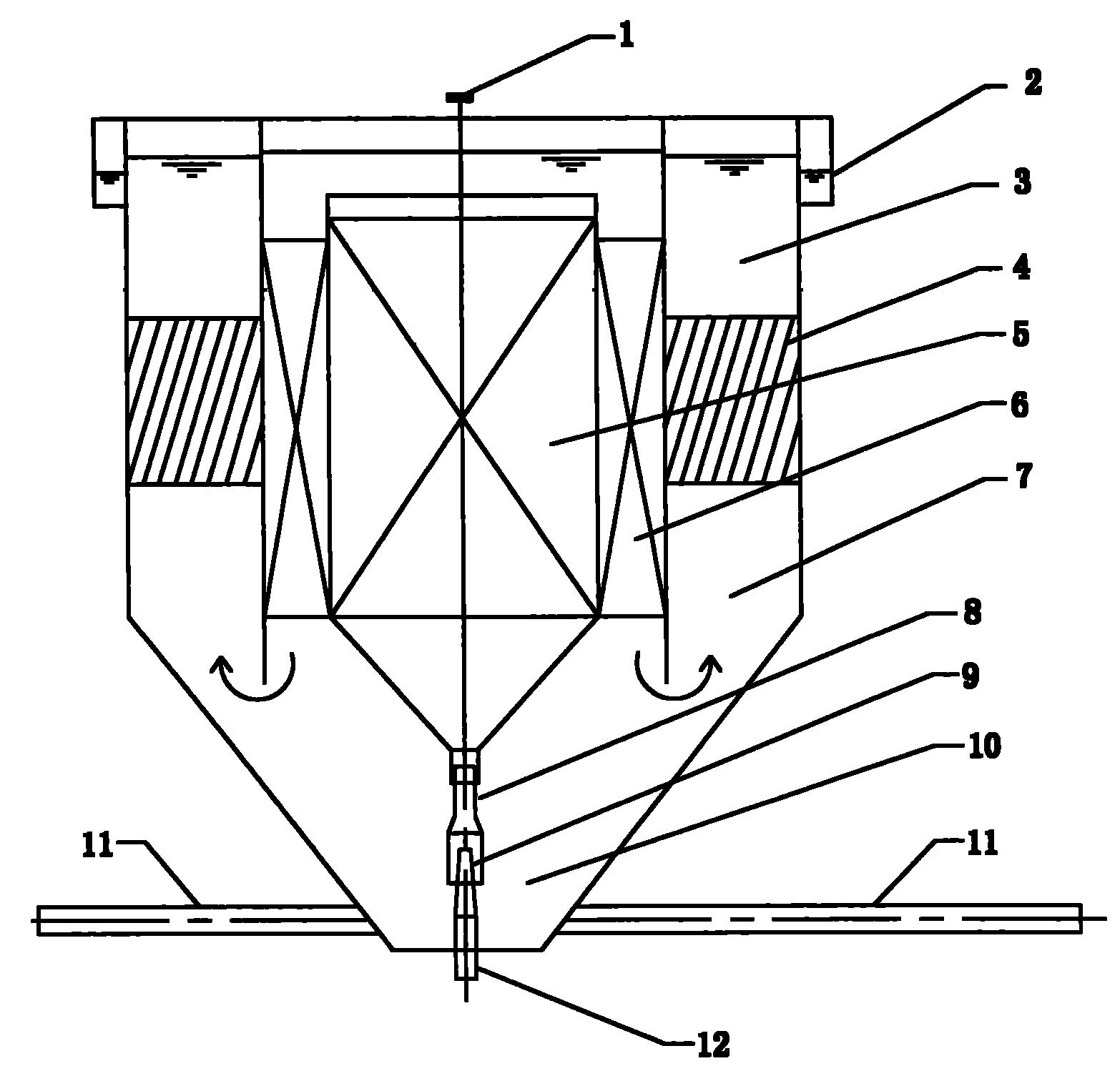 Vortex grid clarifying pool and clarifying method for enhancing clarifying effect of coagulation reaction in water treatment