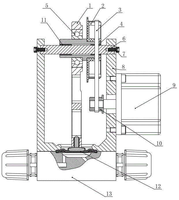 A mechanical diaphragm metering pump diaphragm transmission mechanism