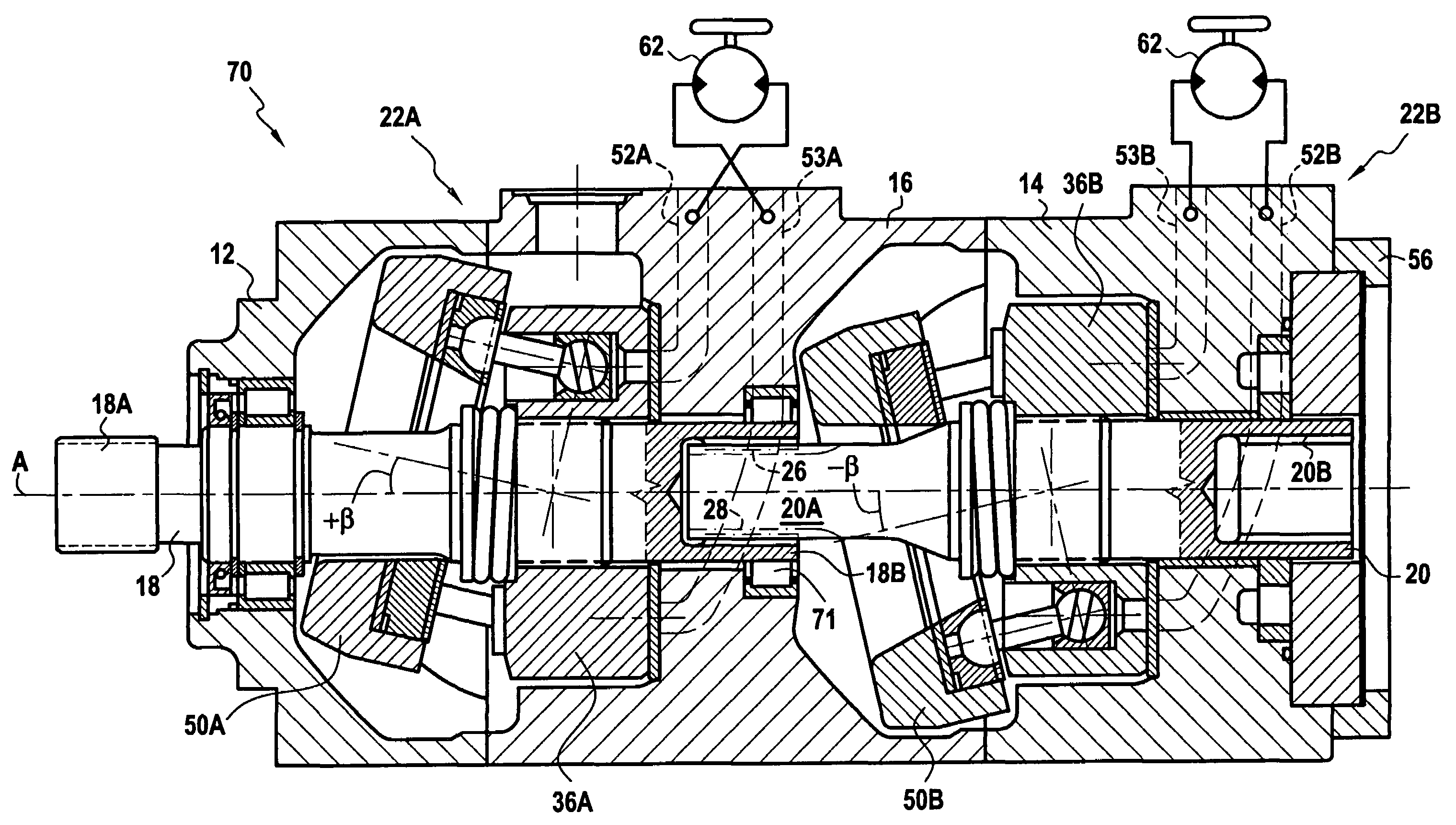 Tandem axial piston pump unit