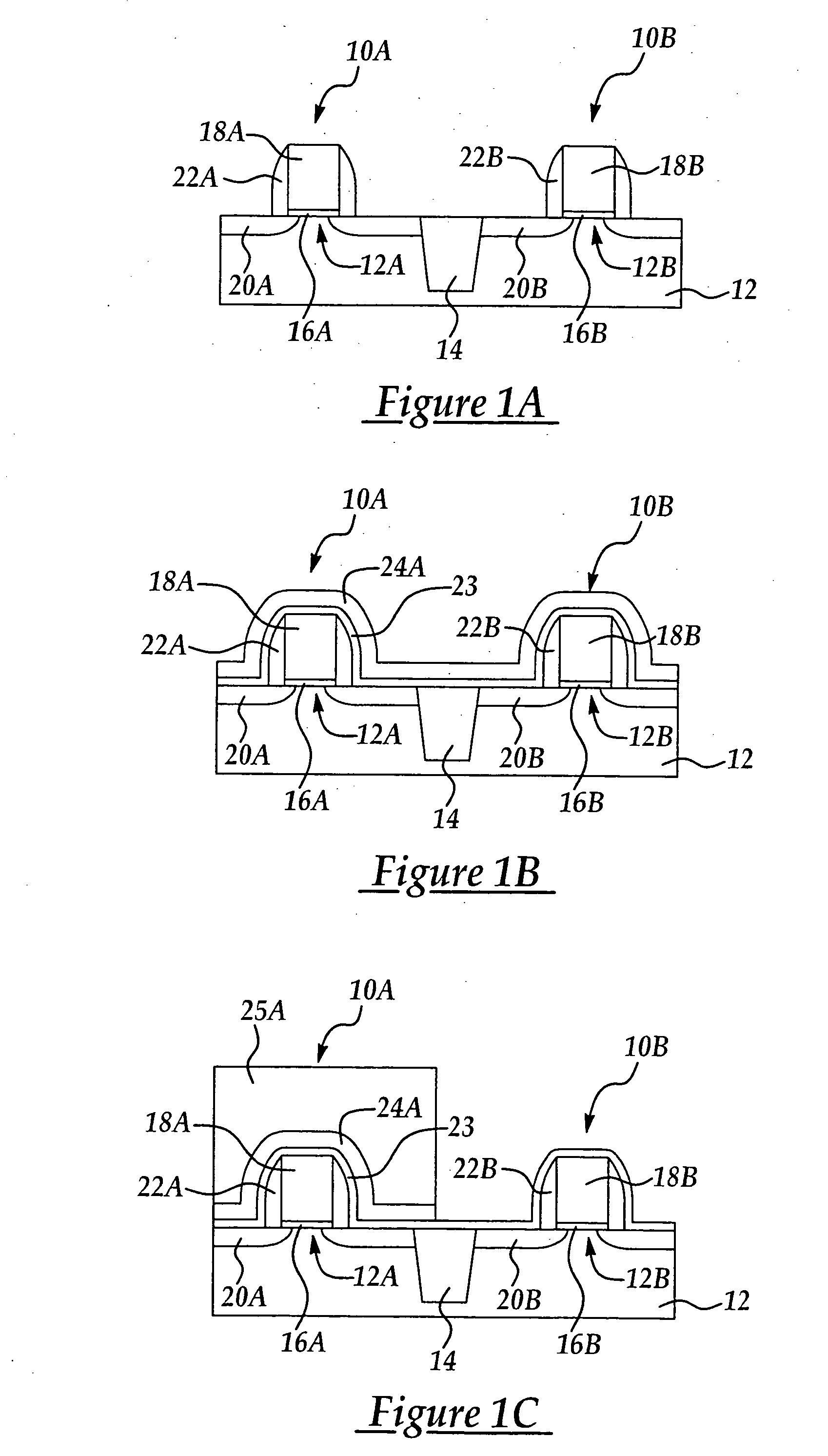 Method for selectively stressing MOSFETs to improve charge carrier mobility