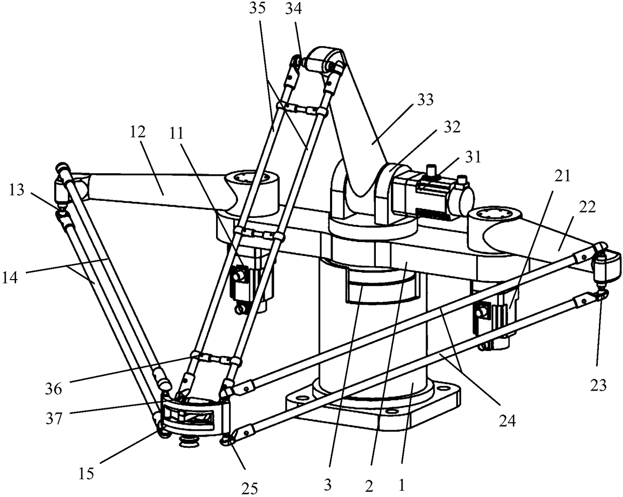 A four-degree-of-freedom robot mechanism capable of full rotation