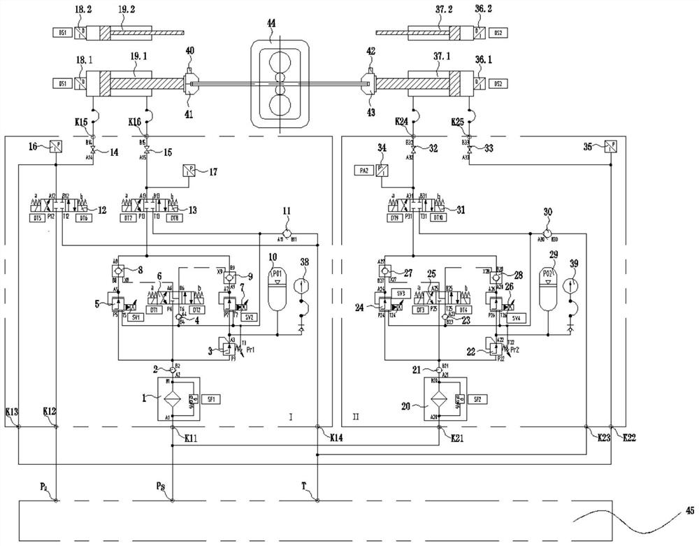 A hydraulic tension system of a straight-pull cold/warm rolling test machine and its control method