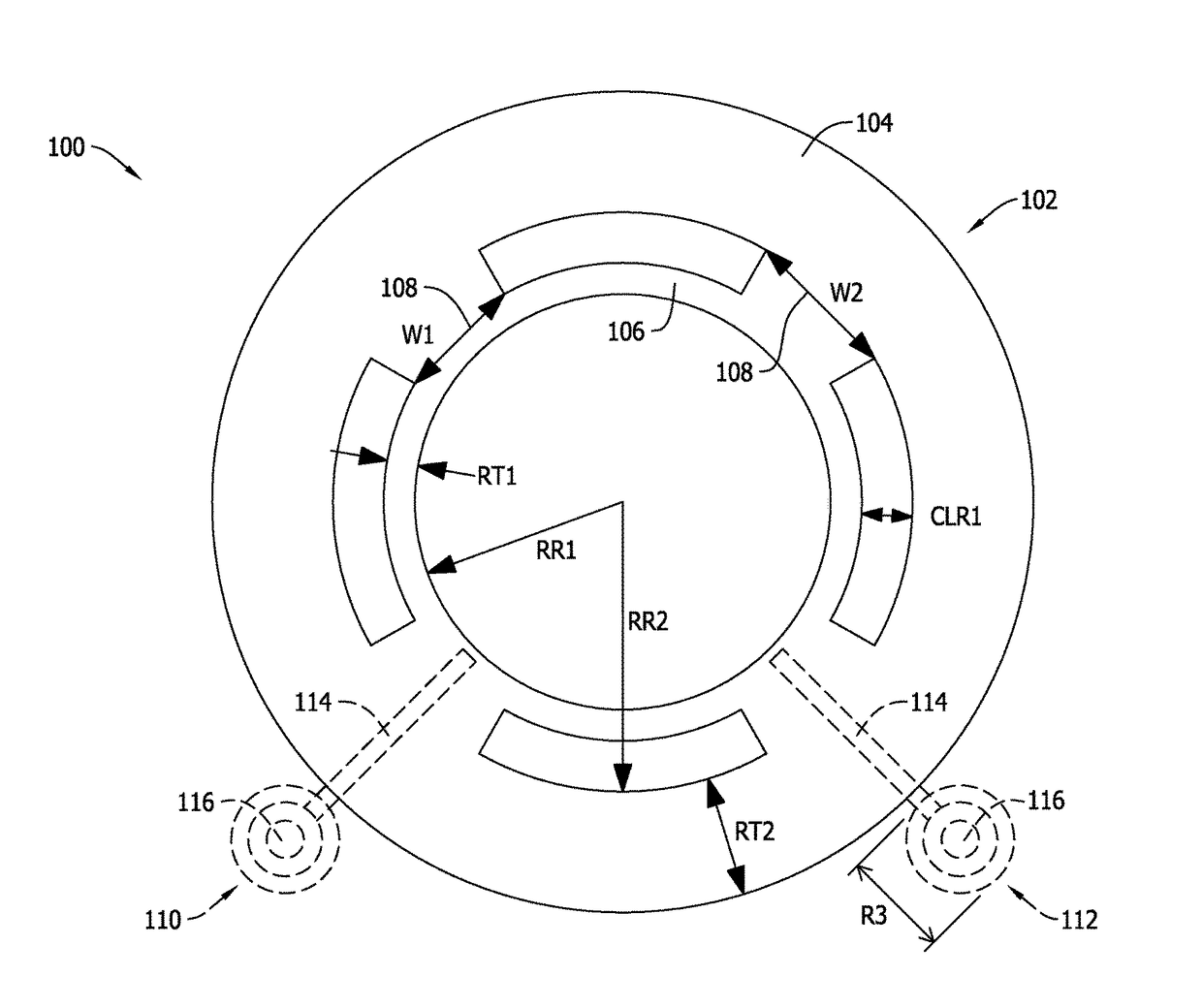 Ring antenna array element with mode suppression structure