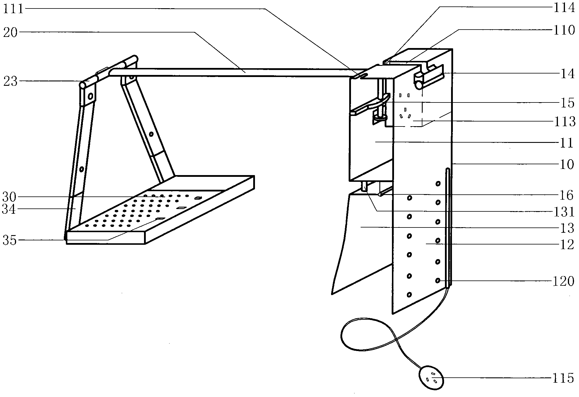 Combined platform for learning and working on bed