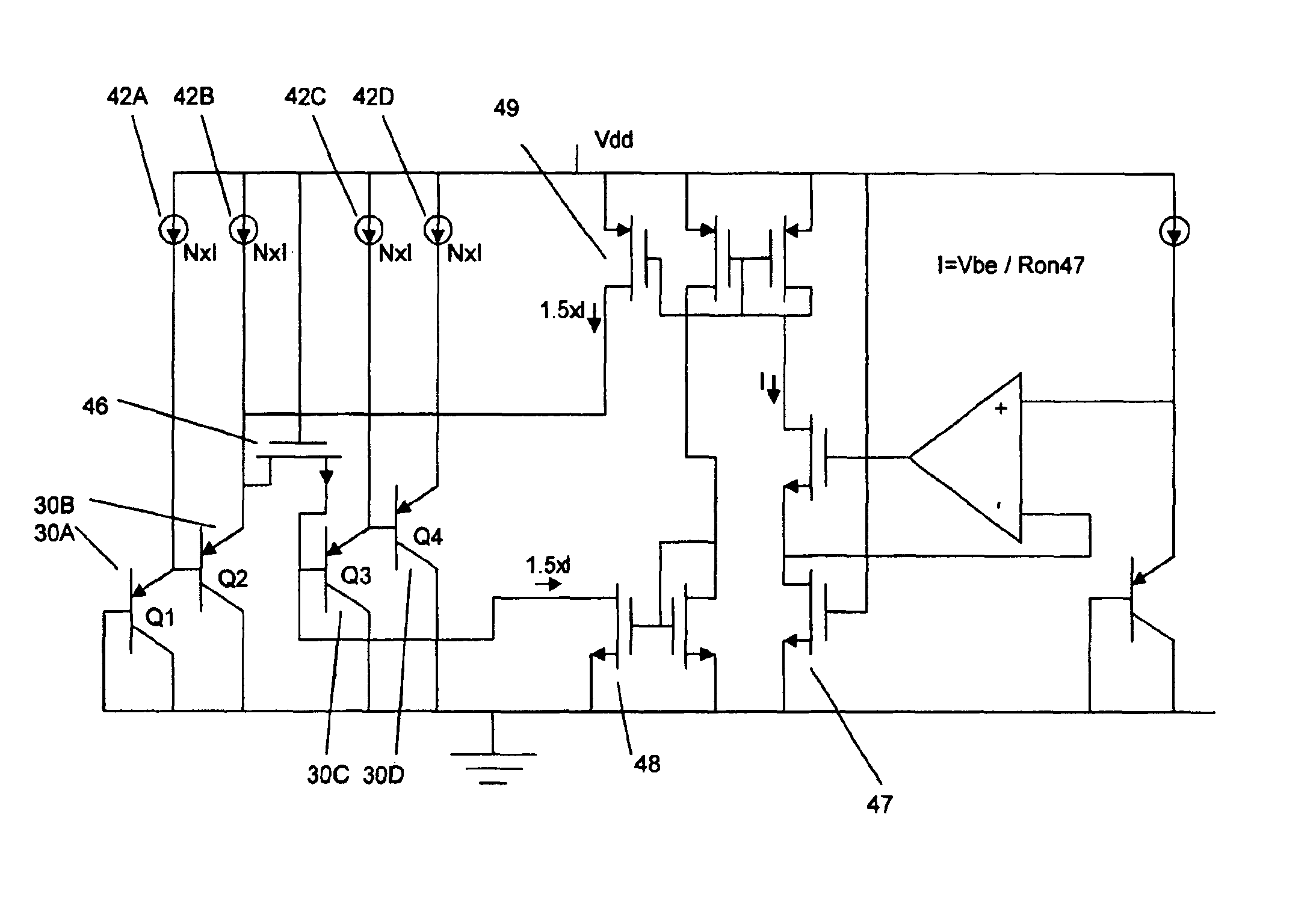 Low noise resistorless band gap reference