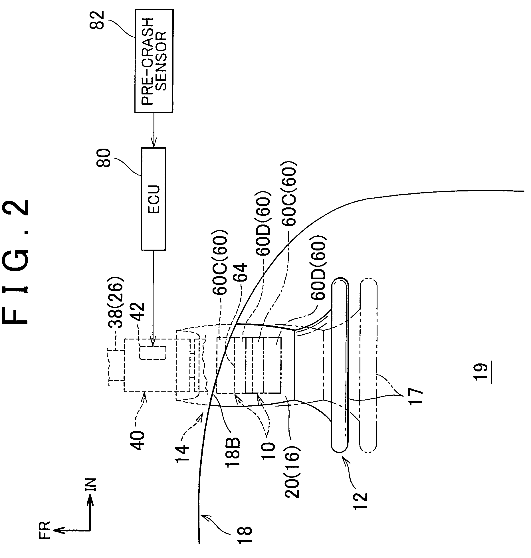 Steering column device with knee airbag device